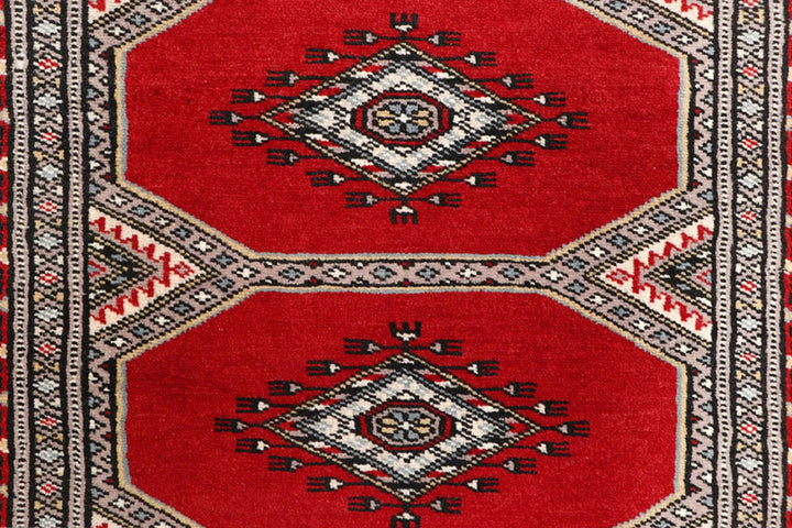 Red Pakistani Jaldar Rug 2' 4" x 9' 1" Hand-Knotted | No. QA16130
