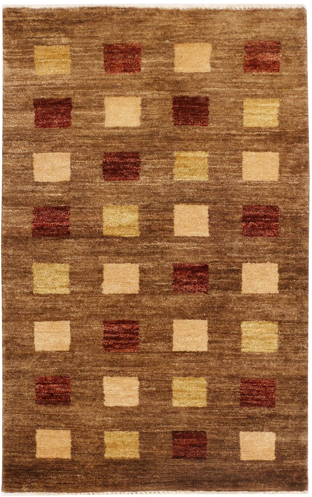 Brown Gabbeh Rug 2' 7" x 3' 11" Hand-Knotted | No. QA16315