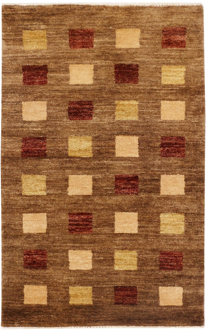 Brown Gabbeh Rug 2' 7" x 3' 11" Hand-Knotted | No. QA16315