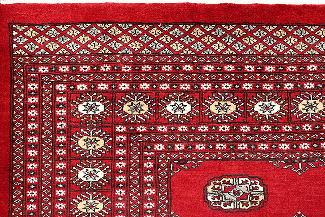 Red Pakistani Bokhara Rug 9' 3" x 12' 3" Hand-Knotted | No. QA16317