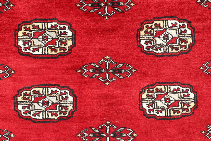 Red Pakistani Bokhara Rug 9' 3" x 12' 3" Hand-Knotted | No. QA16317