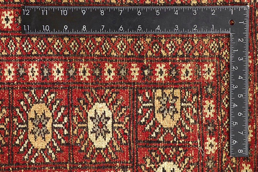 Red Pakistani Bokhara Rug 9' 3" x 12' 3" Hand-Knotted | No. QA16317