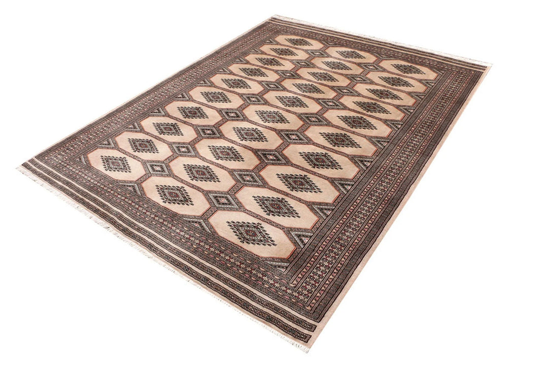 Brown Pakistani Jaldar Rug 5' 9" x 7' 7" Hand-Knotted | No. QA16331