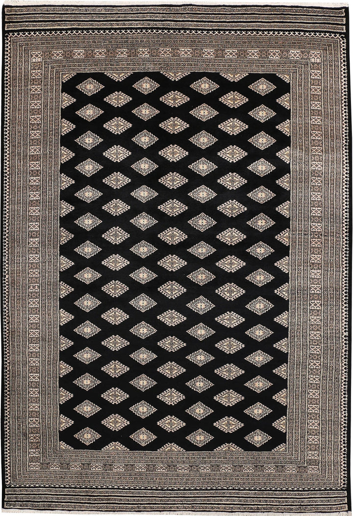 Grey Pakistani Jaldar Rug 6' 7" x 9' 9" Hand-Knotted | No. QA16405