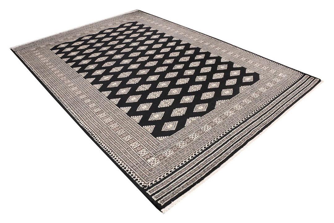 Grey Pakistani Jaldar Rug 6' 7" x 9' 9" Hand-Knotted | No. QA16405