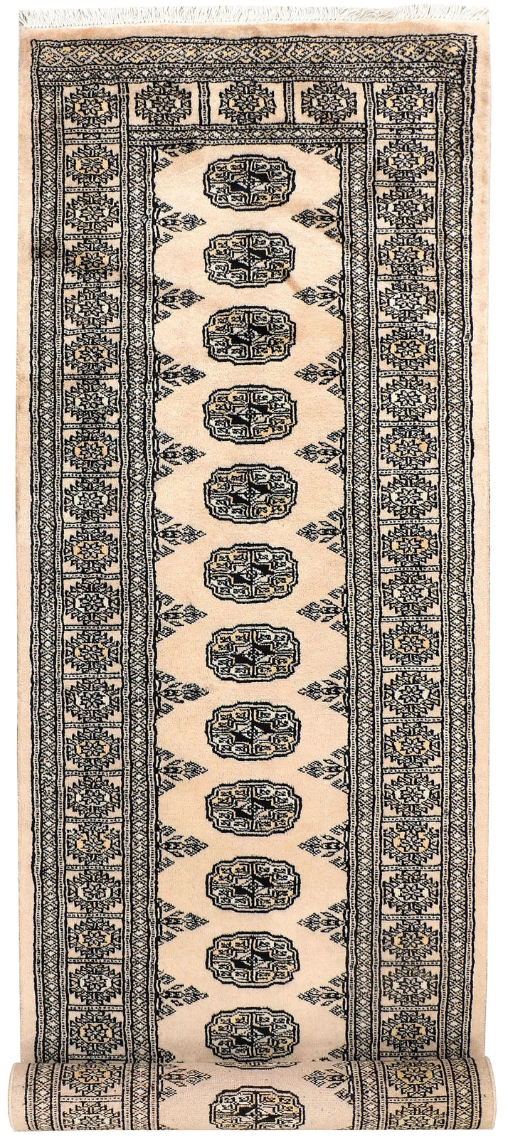 Brown Pakistani Bokhara Rug 2' 6" x 10' 1" Hand-Knotted | No. QA16459