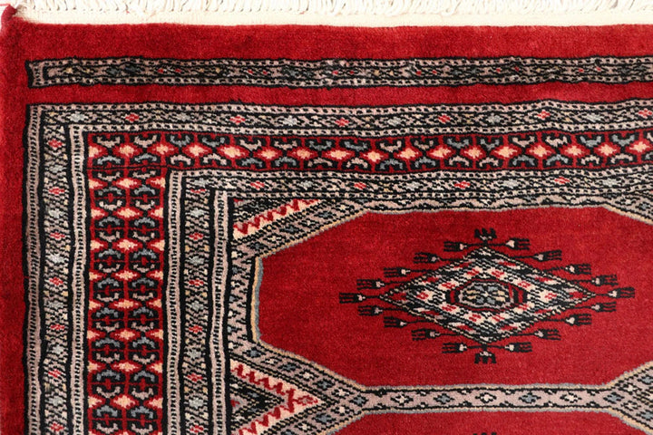 Red Pakistani Jaldar Rug 2' 4" x 9' 5" Hand-Knotted | No. QA16463
