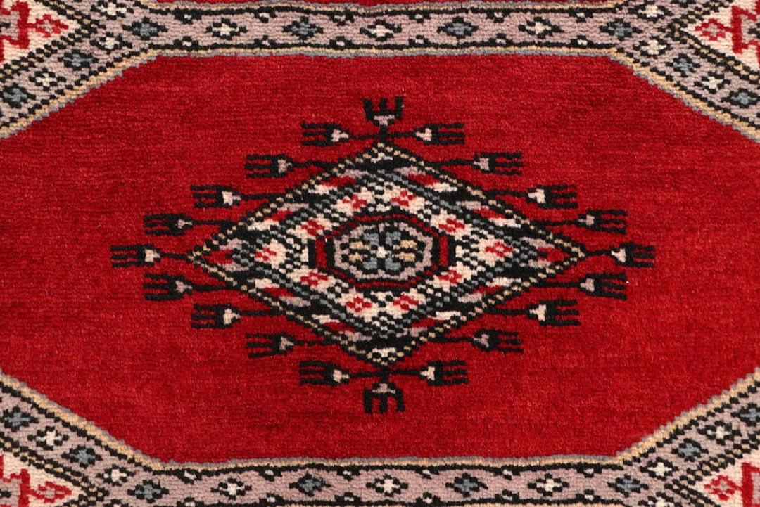 Red Pakistani Jaldar Rug 2' 4" x 9' 5" Hand-Knotted | No. QA16463