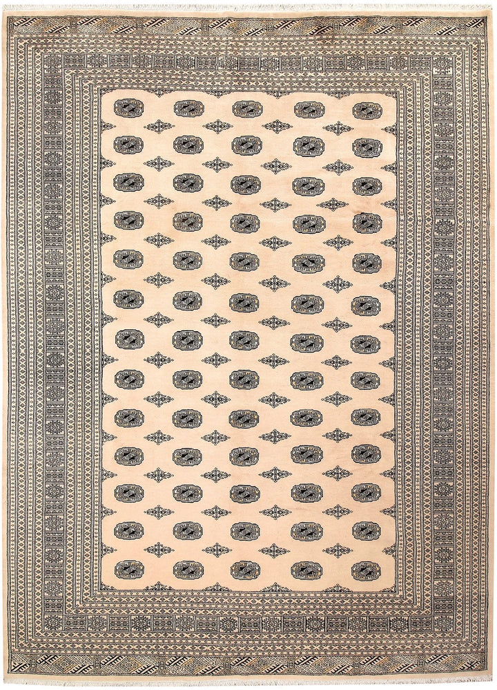 Brown Pakistani Bokhara Rug 9' 1" x 12' 3" Hand-Knotted | No. QA16591