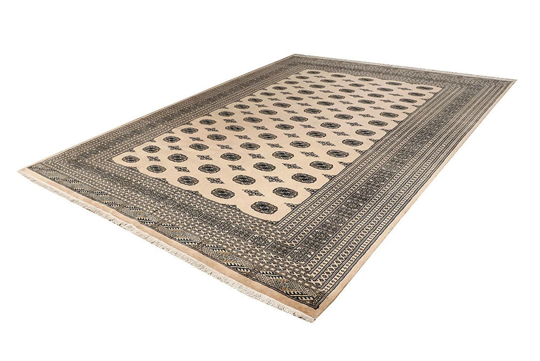 Brown Pakistani Bokhara Rug 9' 1" x 12' 3" Hand-Knotted | No. QA16591