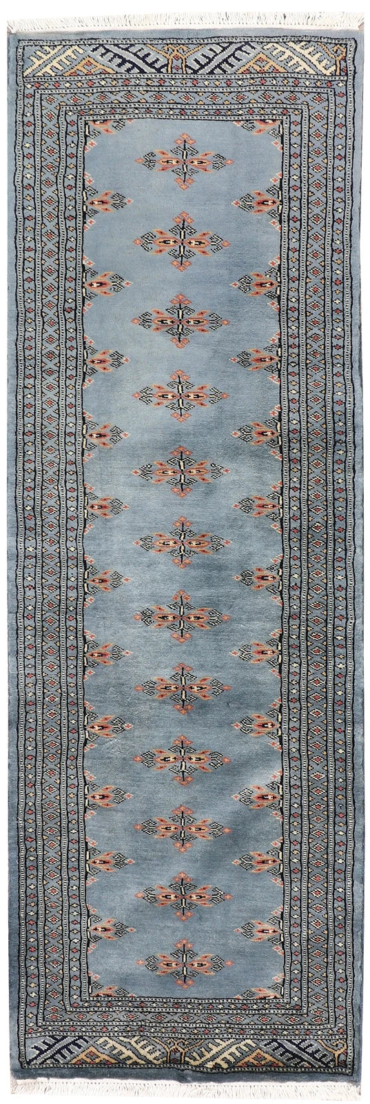 Light Slate Grey Pakistani Butterfly Rug 2' x 6' 3" Hand-Knotted | No. QA16609