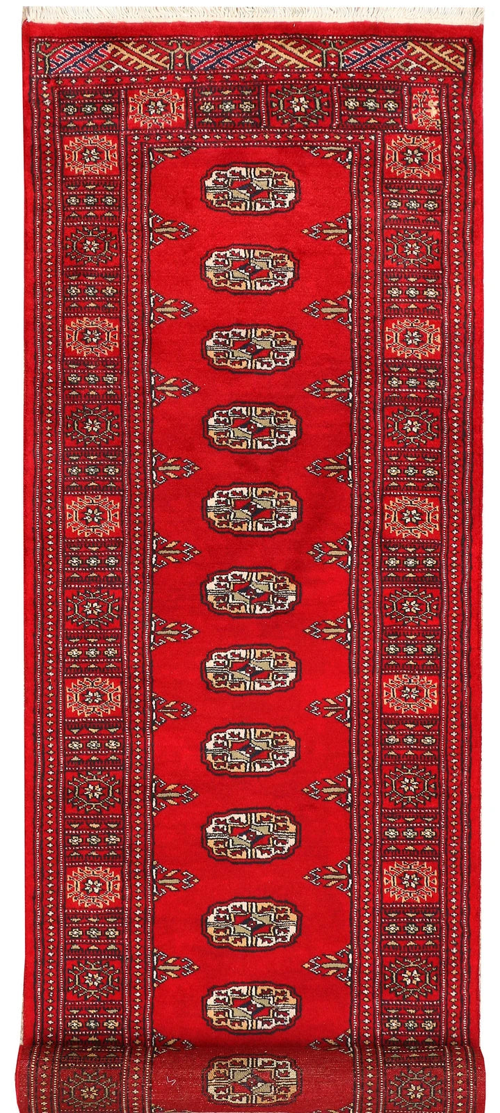 Dark Red Bokhara Rug 2' 7" x 9' 2" Hand-Knotted | No. QA16685