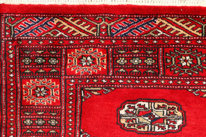 Dark Red Bokhara Rug 2' 7" x 9' 2" Hand-Knotted | No. QA16685