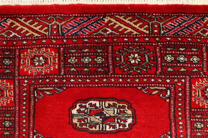 Dark Red Bokhara Rug 2' 7" x 9' 2" Hand-Knotted | No. QA16685