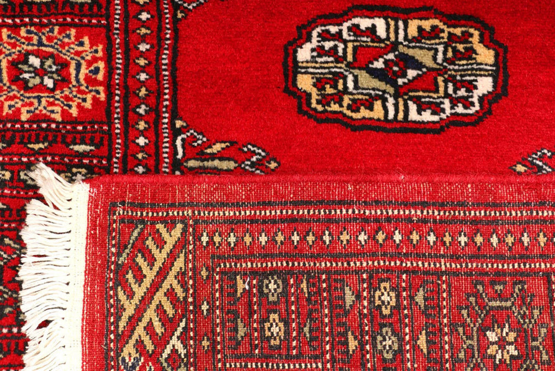 Dark Red Bokhara Rug 2' 7" x 9' 2" Hand-Knotted | No. QA16685