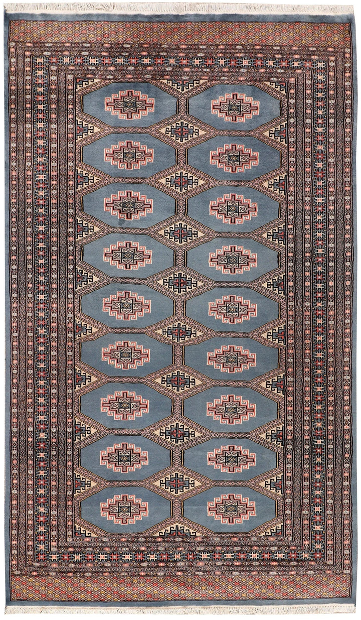 Slate Grey Pakistani Jaldar Rug 4' 11" x 8' 3" Hand-Knotted | No. QA16821