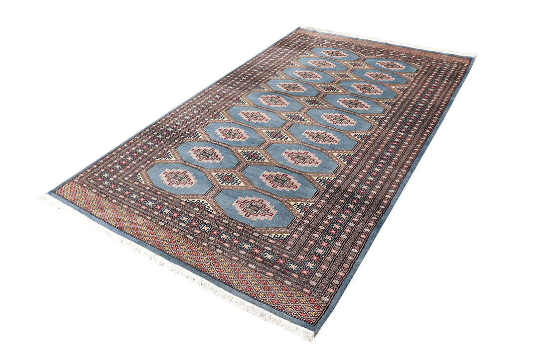 Slate Grey Pakistani Jaldar Rug 4' 11" x 8' 3" Hand-Knotted | No. QA16821