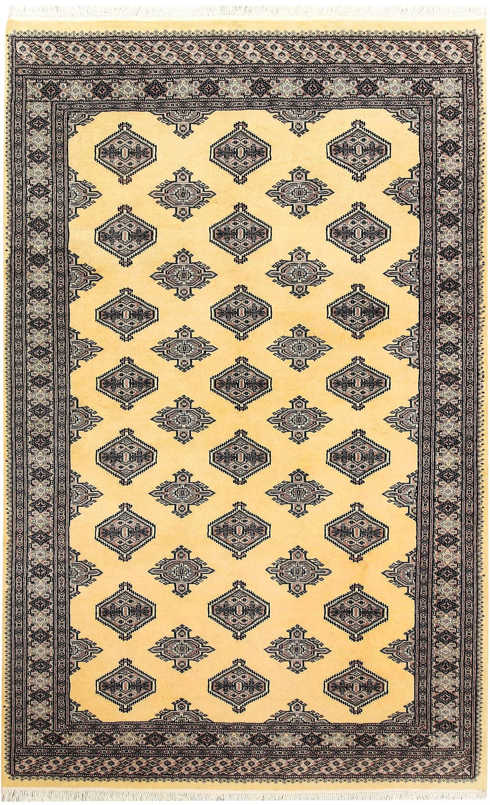 Yellow Pakistani Jaldar Rug 5' 1" x 8' Hand-Knotted | No. QA16879