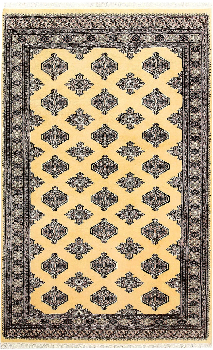 Yellow Pakistani Jaldar Rug 5' 1" x 8' Hand-Knotted | No. QA16879