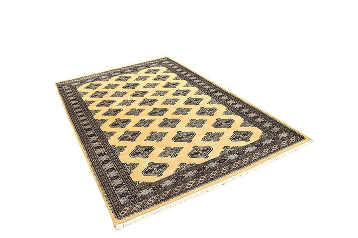 Yellow Pakistani Jaldar Rug 5' 1" x 8' Hand-Knotted | No. QA16879