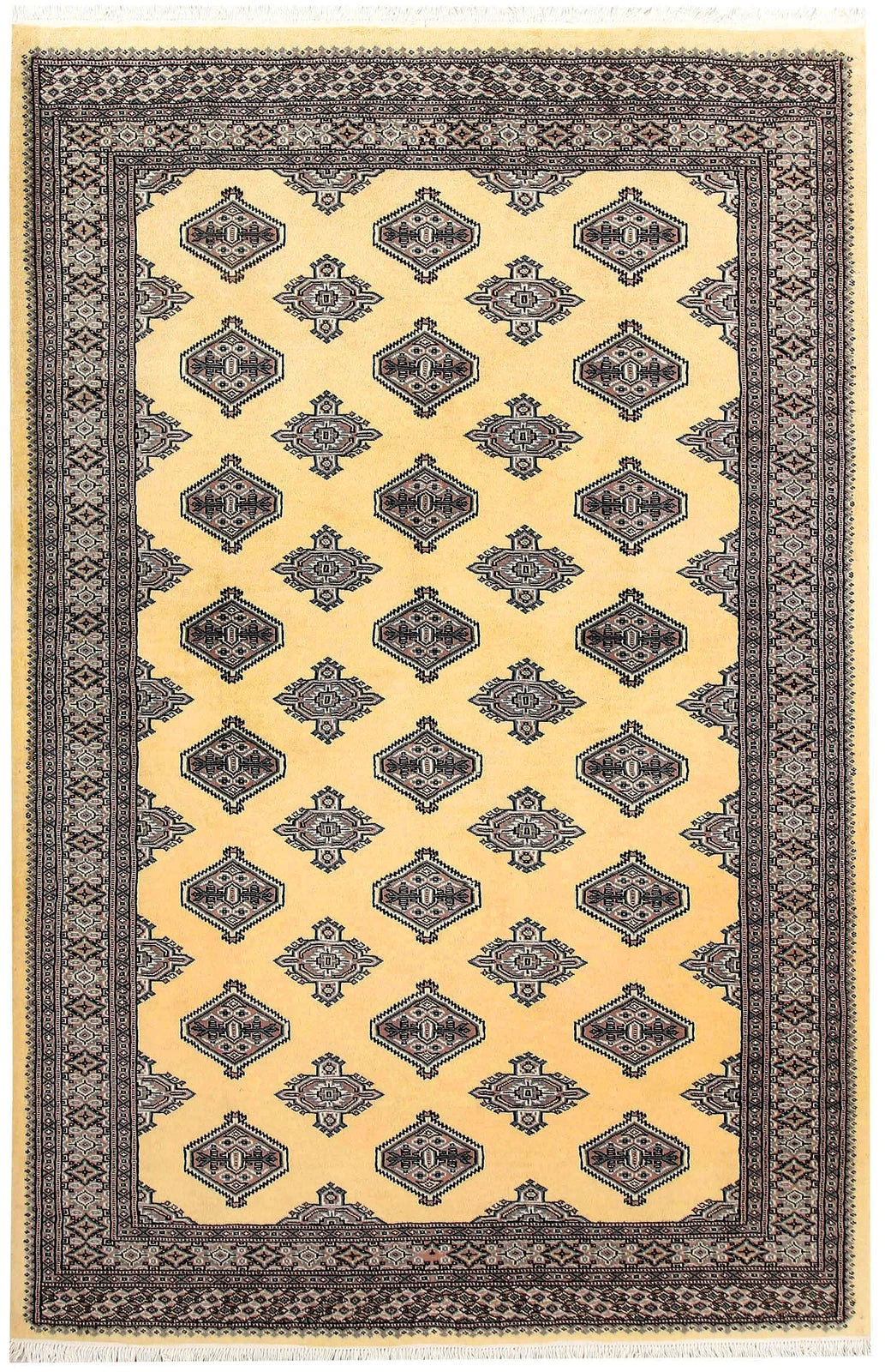 Yellow Pakistani Jaldar Rug 5' 2" x 7' 11" Hand-Knotted | No. QA16971