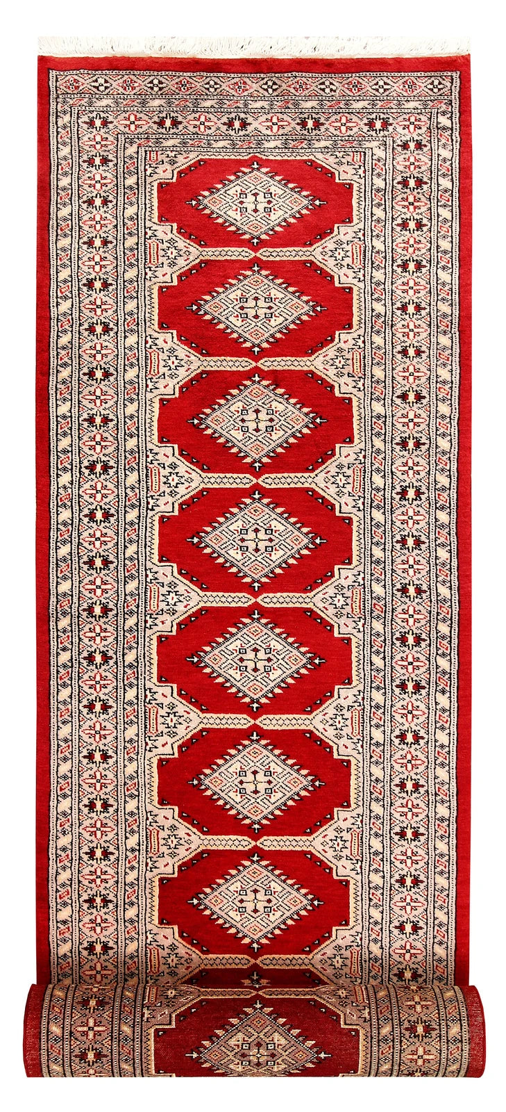 Firebrick Pakistani Jaldar Runner 2' 7" x 13' Hand-Knotted | No. QA16996