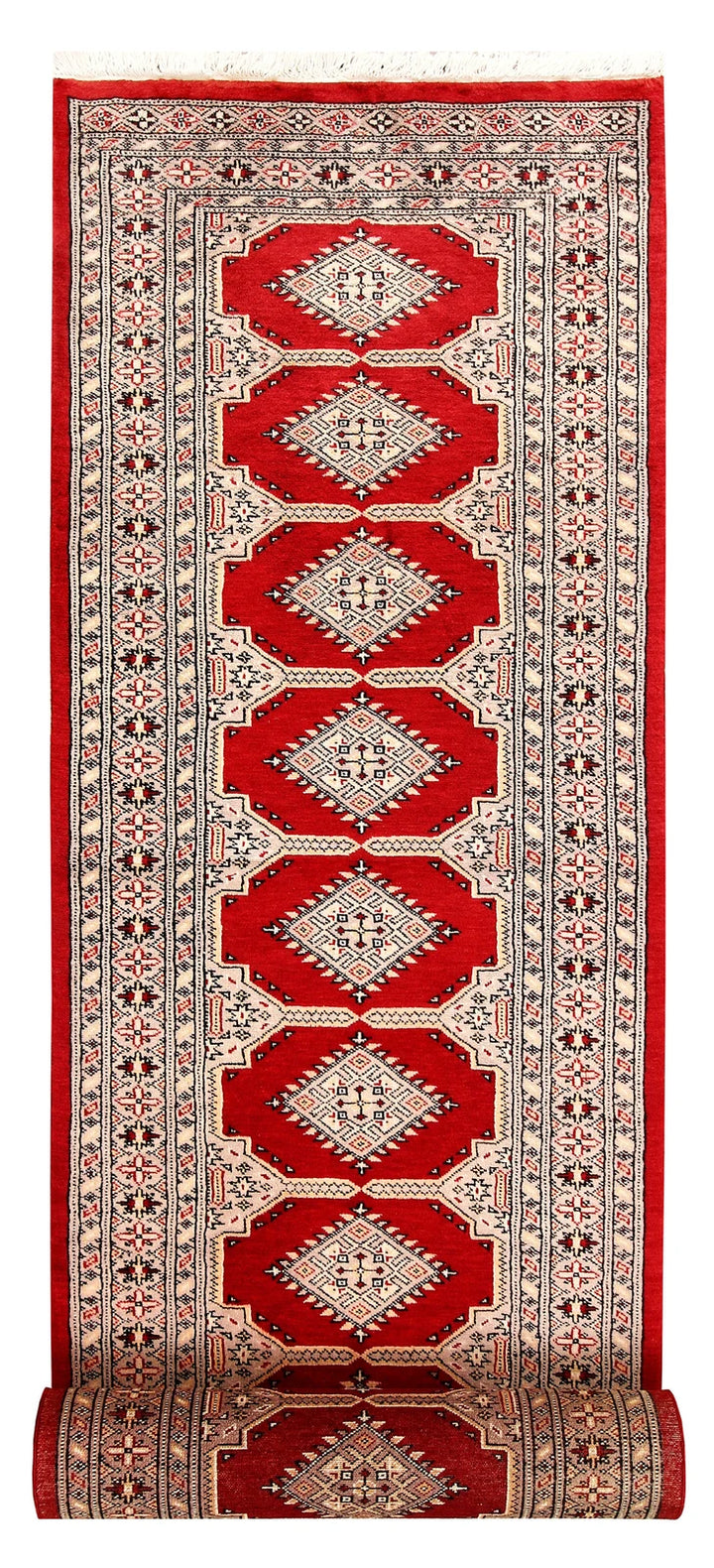 Firebrick Pakistani Jaldar Runner 2' 7" x 13' Hand-Knotted | No. QA16996