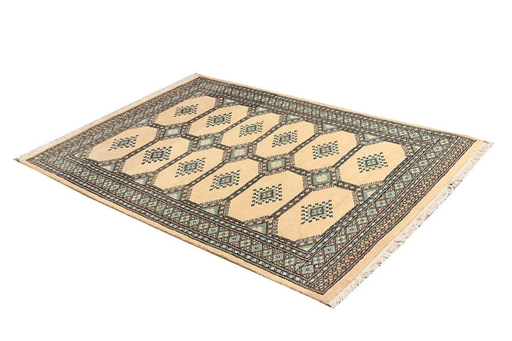 Brown Pakistani Jaldar Rug 4' 2" x 5' 10" Hand-Knotted | No. QA17002