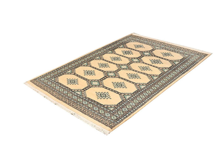 Brown Pakistani Jaldar Rug 4' 2" x 5' 10" Hand-Knotted | No. QA17002
