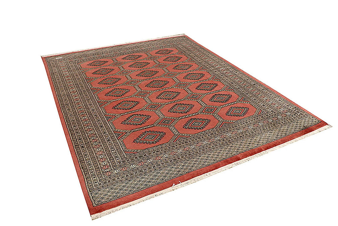 Light Coral Pakistani Jaldar Rug 6' 8" x 9' 4" Hand-Knotted | No. QA17139