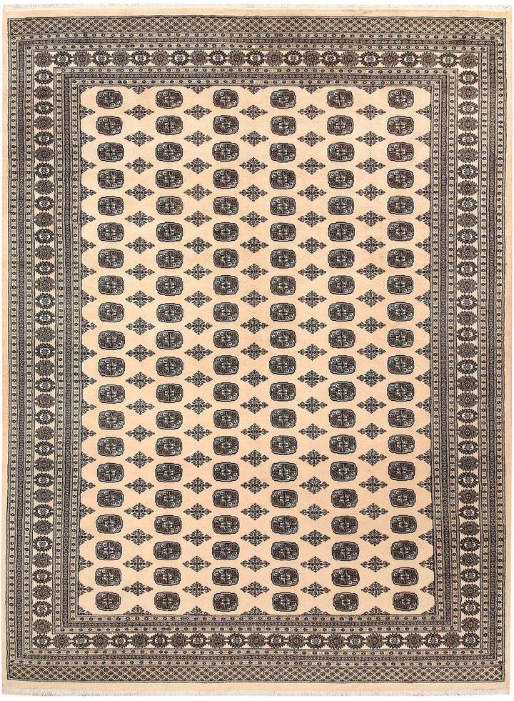 Brown Pakistani Bokhara Rug 9' x 12' Hand-Knotted | No. QA17164