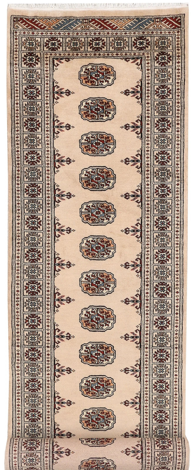 Tan Pakistani Bokhara Rug 2' 7" x 10' 6" Hand-Knotted | No. QA17173