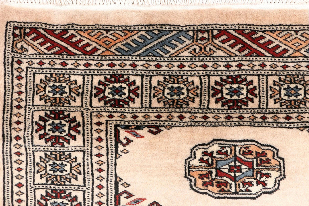 Tan Pakistani Bokhara Rug 2' 7" x 10' 6" Hand-Knotted | No. QA17173