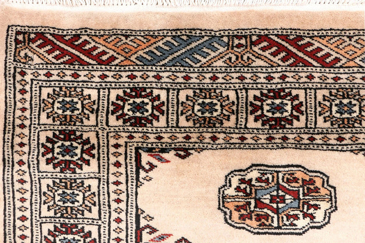Tan Pakistani Bokhara Rug 2' 7" x 10' 6" Hand-Knotted | No. QA17173