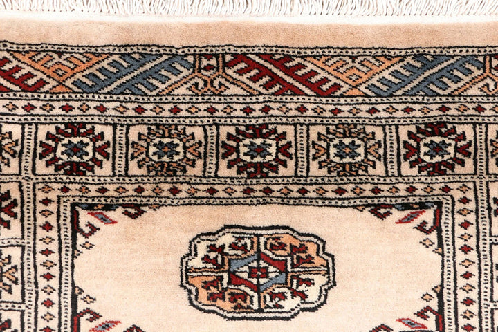 Tan Pakistani Bokhara Rug 2' 7" x 10' 6" Hand-Knotted | No. QA17173