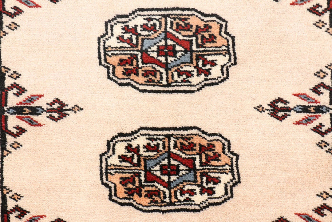 Tan Pakistani Bokhara Rug 2' 7" x 10' 6" Hand-Knotted | No. QA17173