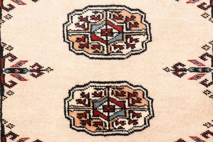 Tan Pakistani Bokhara Rug 2' 7" x 10' 6" Hand-Knotted | No. QA17173