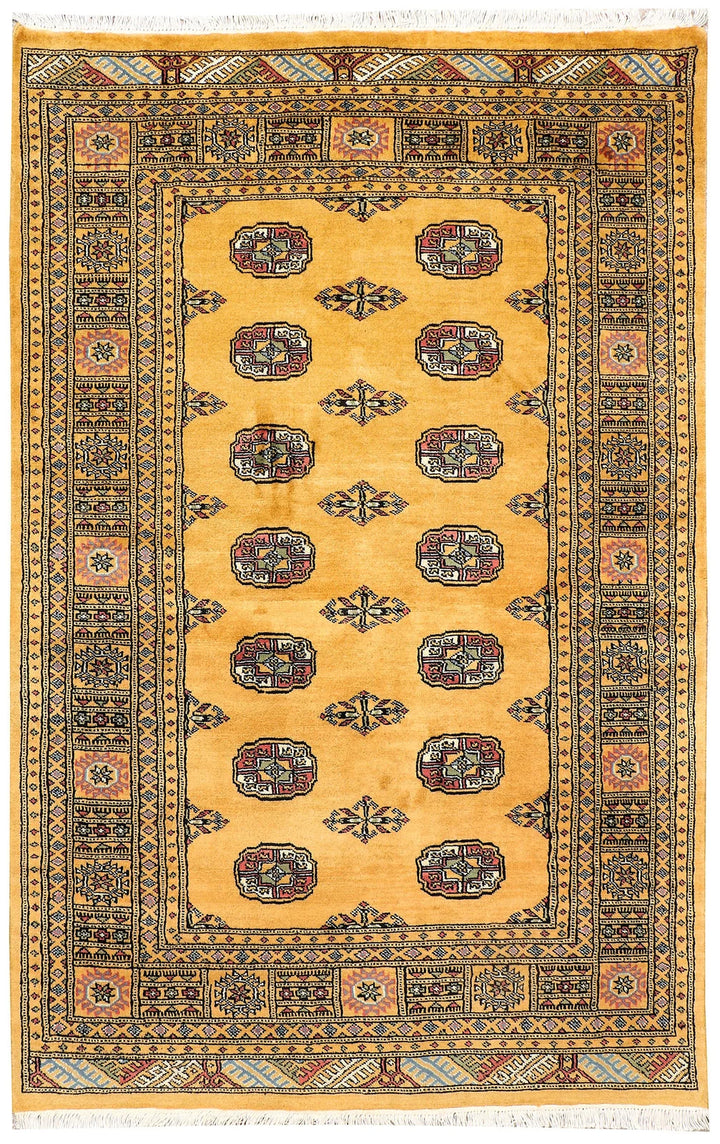 Brown Pakistani Bokhara Rug 4' x 6' 3" Hand-Knotted | No. QA17203