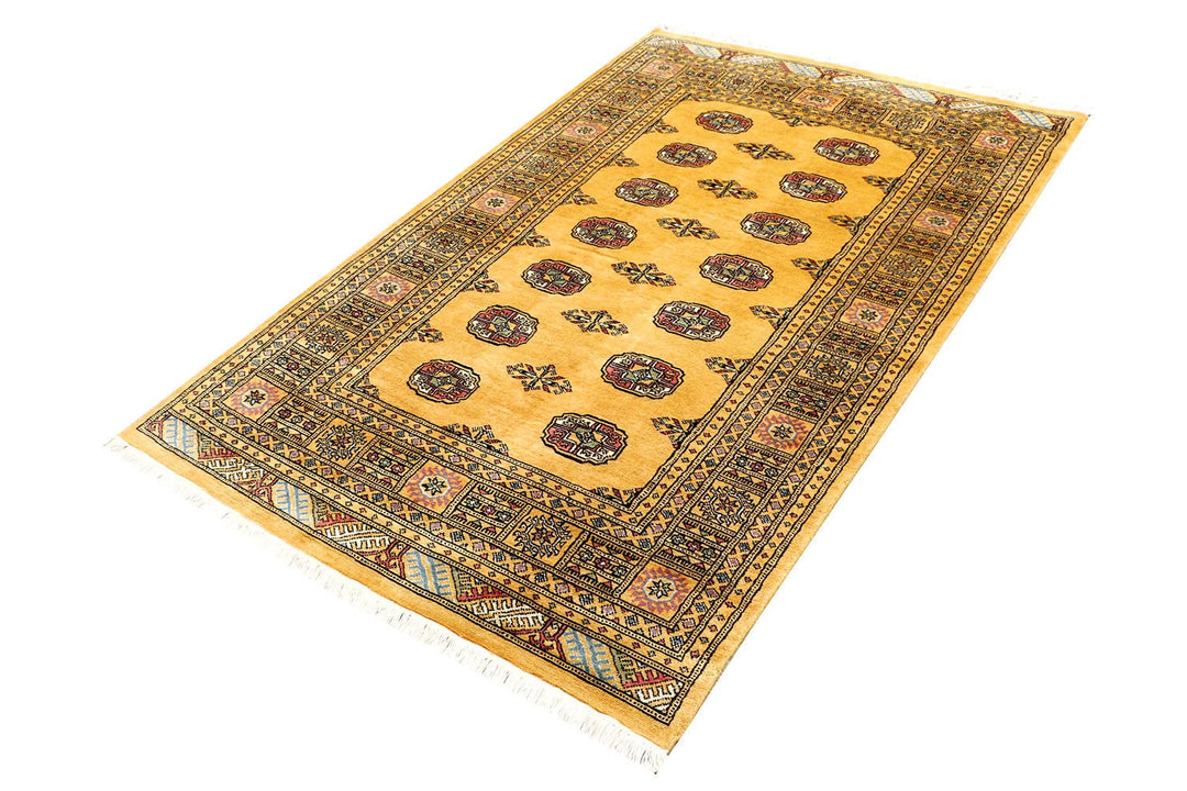 Brown Pakistani Bokhara Rug 4' x 6' 3" Hand-Knotted | No. QA17203