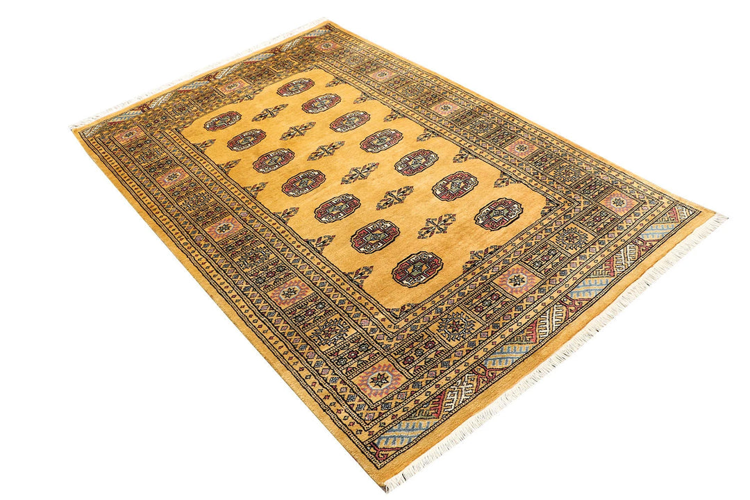 Brown Pakistani Bokhara Rug 4' x 6' 3" Hand-Knotted | No. QA17203