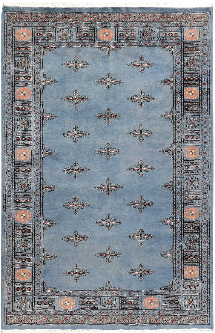 Light Slate Grey Pakistani Butterfly Rug 4' 1" x 6' 2" Hand-Knotted | No. QA17231