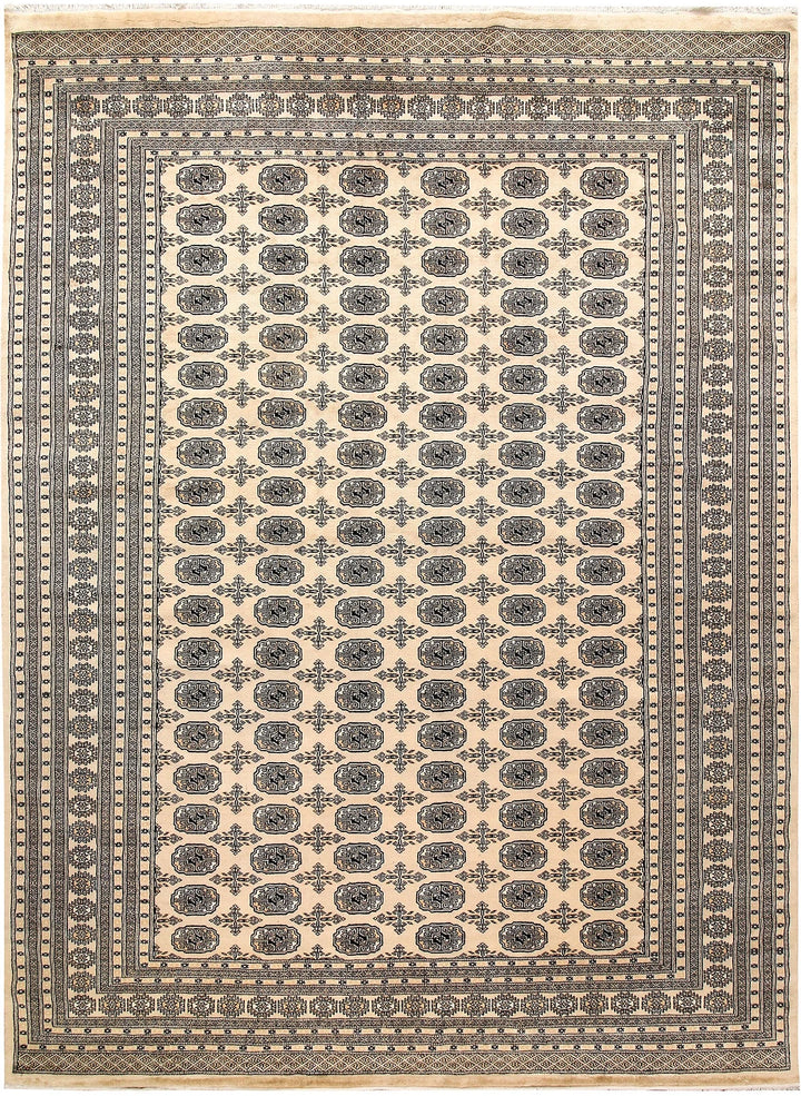 Brown Pakistani Bokhara Rug 9' x 12'1" Hand-Knotted | No. QA17289