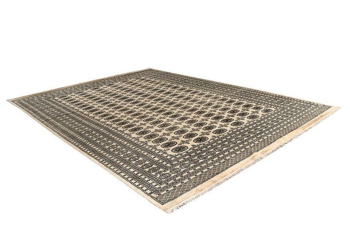 Brown Pakistani Bokhara Rug 9' x 12'1" Hand-Knotted | No. QA17289