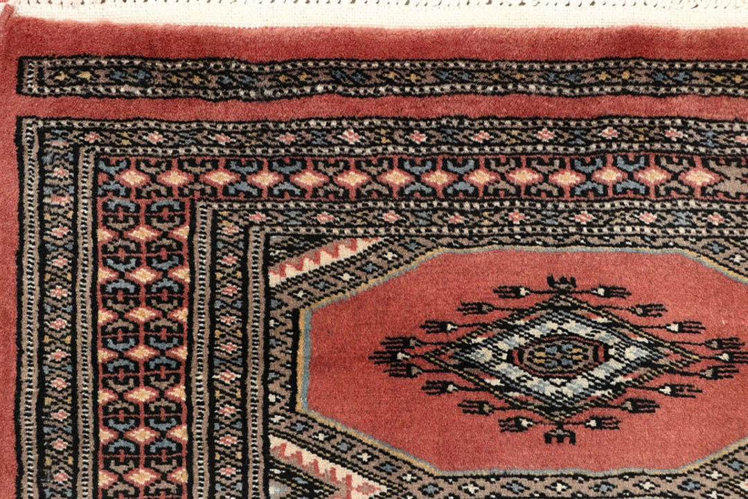 Light Salmon Pakistani Jaldar Rug 2' 4" x 9' 4" Hand-Knotted | No. QA17309