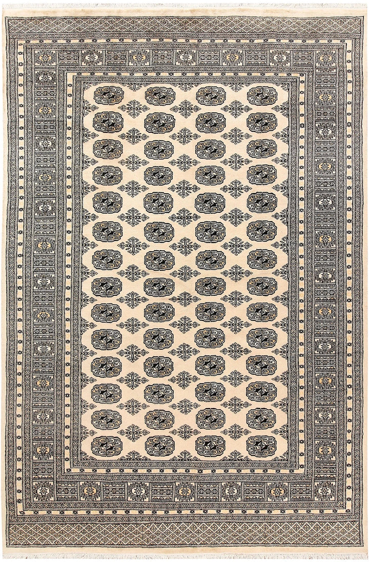 Brown Bokhara Rug 6' x 9' Hand-Knotted | No. QA17359