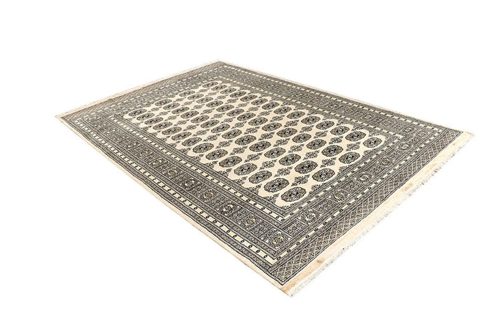Brown Bokhara Rug 6' x 9' Hand-Knotted | No. QA17359
