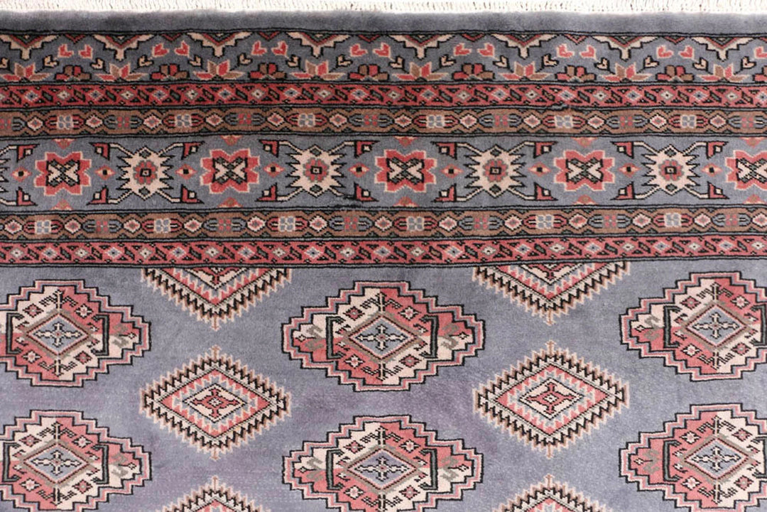 Light Slate Grey Pakistani Jaldar Rug 5' 6" x 7' 11" Hand-Knotted | No. QA17455