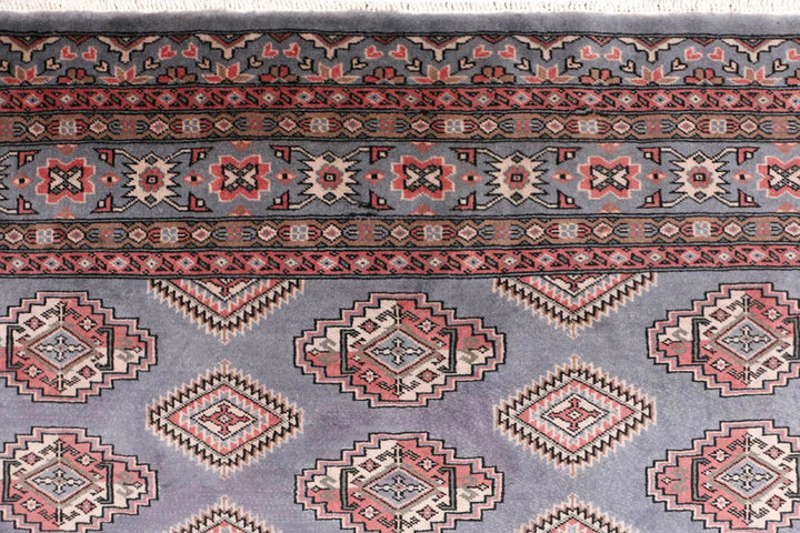Light Slate Grey Pakistani Jaldar Rug 5' 6" x 7' 11" Hand-Knotted | No. QA17455