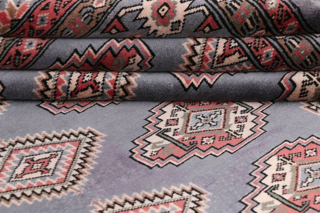Light Slate Grey Pakistani Jaldar Rug 5' 6" x 7' 11" Hand-Knotted | No. QA17455