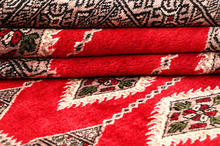 Red Pakistani Jaldar Rug 6' 3" x 8' 6" Hand-Knotted | No. QA17533